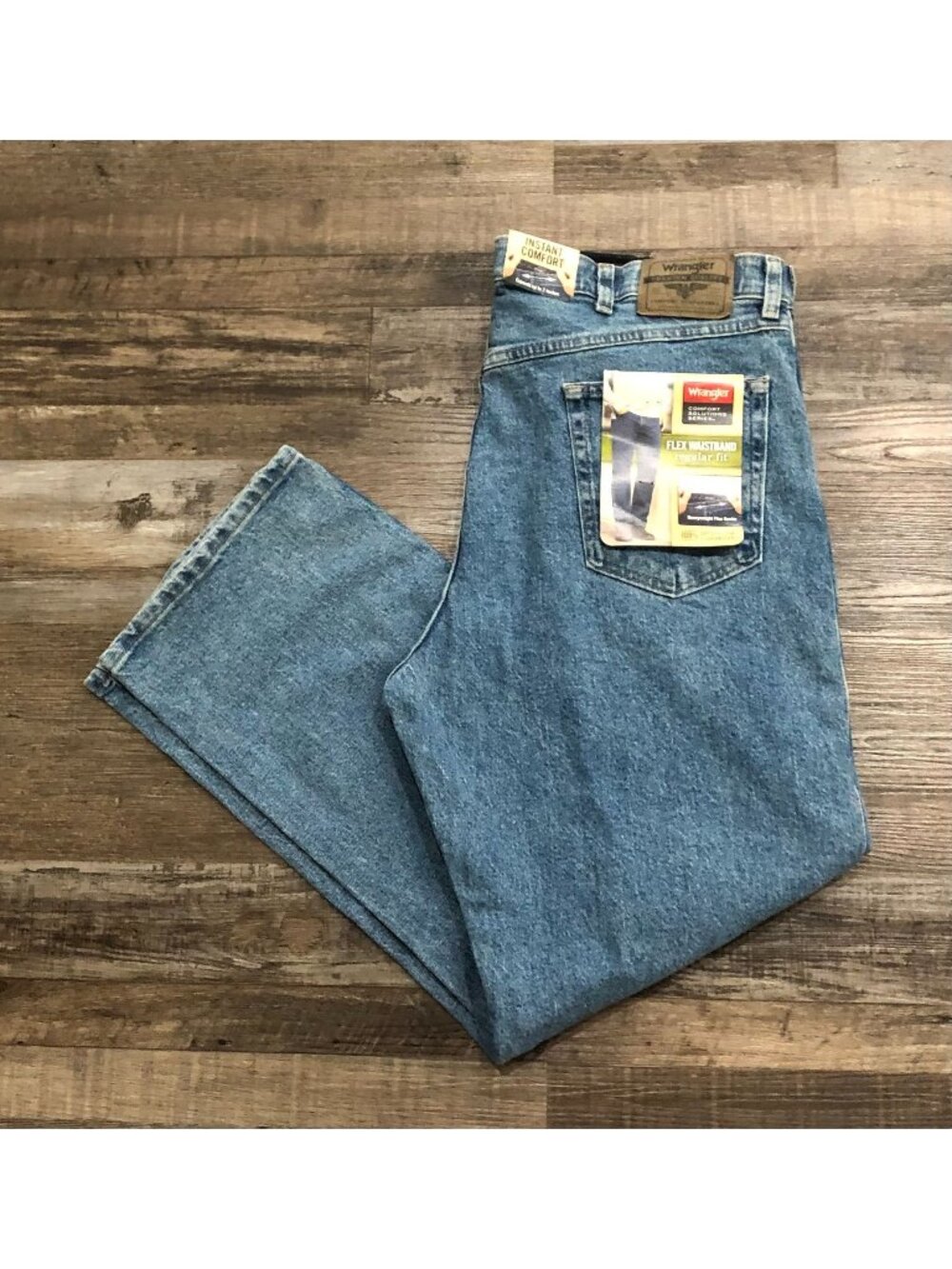 Wrangler Regular Fit Flex Waistband Mens 38x29 Blue Jeans New with Tags